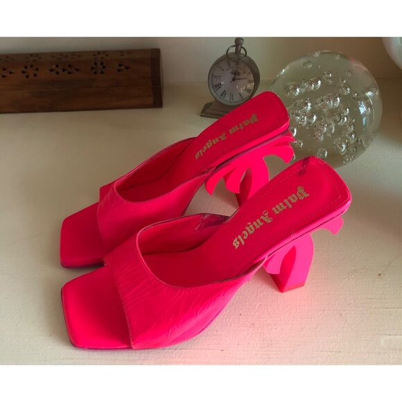 Women's Palm Angels Mule FUCHSIA Neon Pink Palm Tree Heel Size 37 / 6.5 - Picture 9 of 12